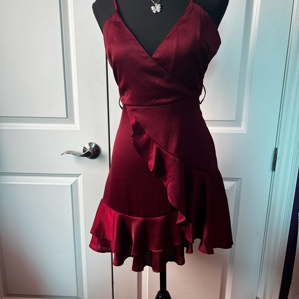 Elegant Burgundy Wrap Dress